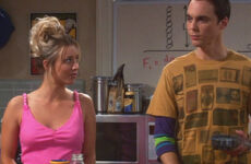 Penny glances at Sheldon after he tells Stephanie that Leonard had often tried to have sex with her.