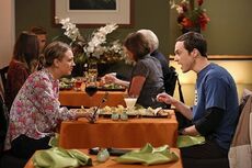 Sheldon having dinner with Penny.