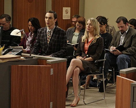 Penny and Sheldon in court.