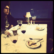 Amy dining with Sheldon.