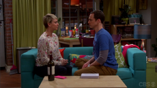 Sheldon taking the intimacy test with Penny.