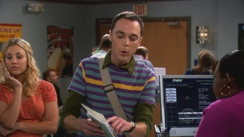 Sheldon questioning the driving test.