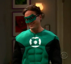 Leonard dressed as Green Lantern.