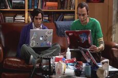 Raj and Sheldon playing video games.