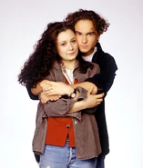 With Sara Gilbert on "Roseanne".