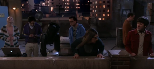 Amy checking out for pigeons on the north side of the building.