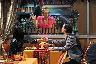 Penny interrupts Priya and Leonard's date.