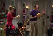 Sheldon doing his mother's part in his Star Trek skit.