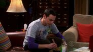 Sheldon eating takeout.