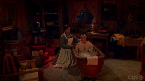 Amy and Sheldon in Amy's mind as Amelia and Cooper.