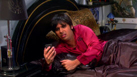 Raj sleeping at Mrs. Wolowitz's