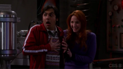 Emily enjoying Raj's reaction to the surprise zombie attack.