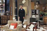 Sheldon throws the useless roommate agreement changes into the air.