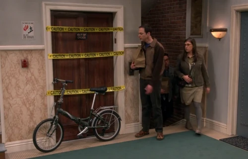 Sheldon is mad at a bicycle.