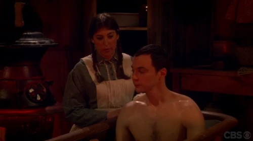 Amy and Sheldon in Amy's mind as Amelia and Cooper.