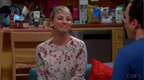 Penny appreciating Sheldon's answers to the intimacy test.