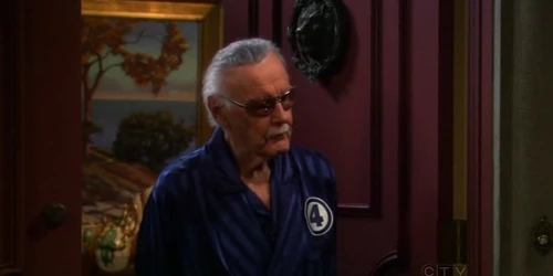 Stan Lee in a Fantastic four robe.