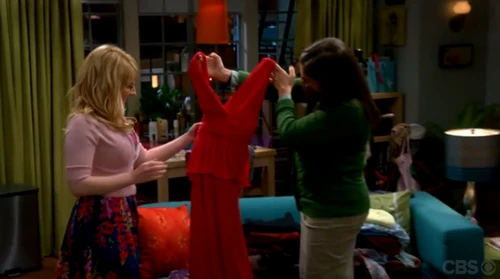 Inspecting Penny's prom dress.