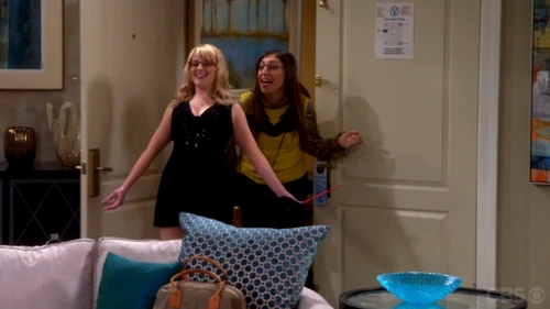 Amy and Bernadette stumbling into their room drunk.