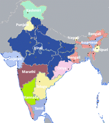 hindi language map