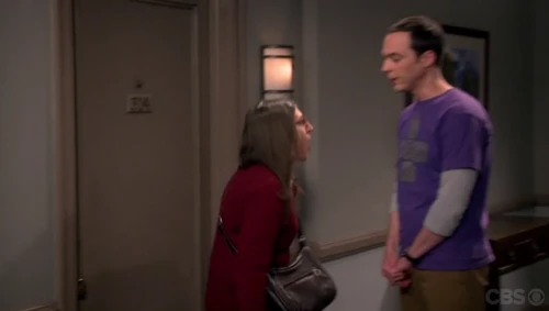 Sheldon appearing suddenly and scaring Amy