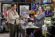 Sheldon and Stuart at the comic book store.