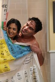 Leonard in shower with Priya