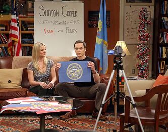 THE-BIG-BANG-THEORY-Season-6-Episode-17-The-Monster-Isolation Sheldon and Penny do Fun with Flags