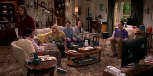 Amy walking out on Sheldon after breaking up with him.