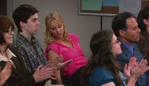 Penny falling asleep during the contest.