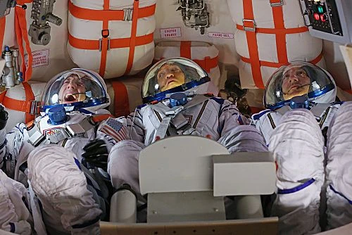 Re-entering the atmosphere.