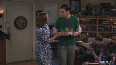 Mary taking care of a sick Sheldon.