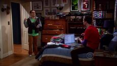 Sheldon tagging his clothes.