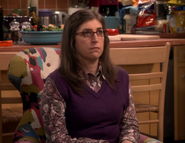 Amy quietly listening to Sheldon's apology.