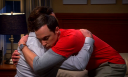 Sheldon give Leonard a Hug