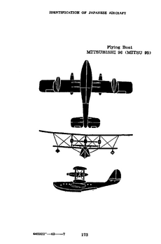 A three-way drawing of the supposed H-96 flying boat as contained in a 1942 U.S. Army field manual, looking much as Biggles described it.