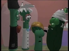 An example of 's original master, which is noticeably in low audio and footage quality, similar to  A more noticeable difference is that one scene of  had dim lighting, animation errors and a close-up shot (as pictured above) that were corrected in later reprints of the episode.