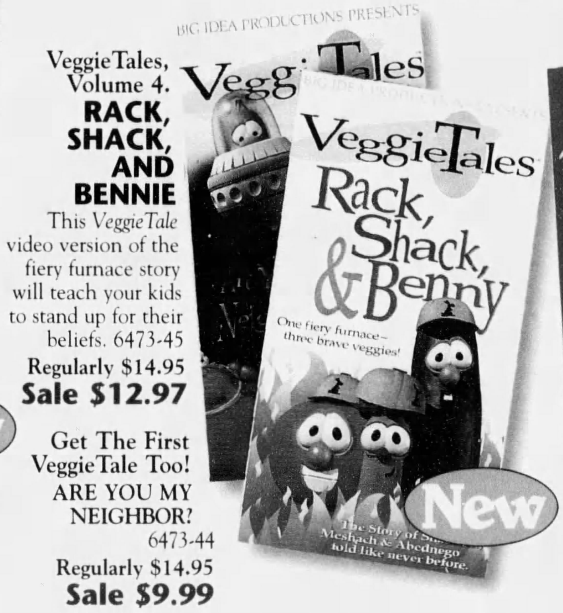 veggietales rack shack and benny vhs