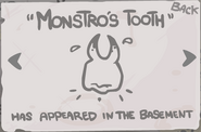 "Monstro's Tooth" - Defeat every regular boss from The Basement. (Activated item)