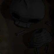 El esqueleto de Isaac siendo enterrado en el trailer.