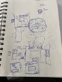 Early concept sketches of Home, including Dogma's boss arena for Home along with Min-Min.