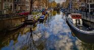 October 9, 2009: Canal in Amsterdam, Netherlands