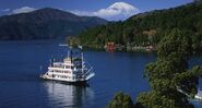 October 11, 2009: Lake Ashinoko with Mount Fuji in the background, near Hokone, Japan