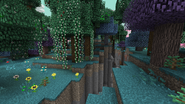 A Mystic Grove biome with a ravine running through it.