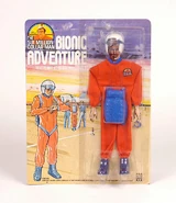 BATestFlight.jpg (40 KB) Test Flight at 75,000 Feet Set Included jumpsuit, helmet, boots, goggles, altimeter and parachute pack. Oddly, the jumpsuit also broke the fourth wall by having the Kenner Six Million Dollar Man logo on the garment.
