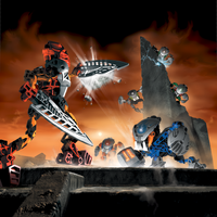 Toa Nuva Tahu kæmper mod Bohrok-Kaler