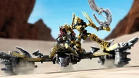 Kiina llevando a Ackar y Mata Nui en su Thornatus
