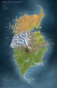 Un mapa de Mata Nui con lugares marcados