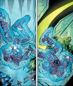 Vakama congelado durante la batalla en la Aeronave