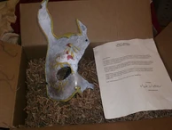 A damaged "Bunny" mask.